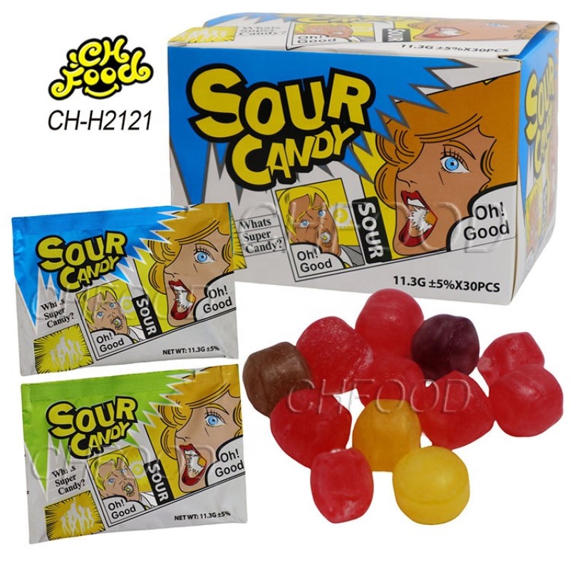 China Manufacturer Halal Sweets Snack Super Sour Hard Candy Sweet Wholesale Fruit Candy