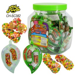 Leaf Shape Gummy Candy Sweets Wholesale Halal Mini Tablet Candy Ball with Gummy Jelly Candy