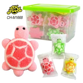 Custom 3D Cute Marine Animal Turtles Shaped Marshmallow Candy Wholesale and OEM Cartoon Shape Halal Sweets Cotton Candy