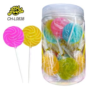 Wholesale Custom Halal Fruit Flavor Flat Round Spiral Twisty Swirl Stick Lollipop Hard Candy Sweets