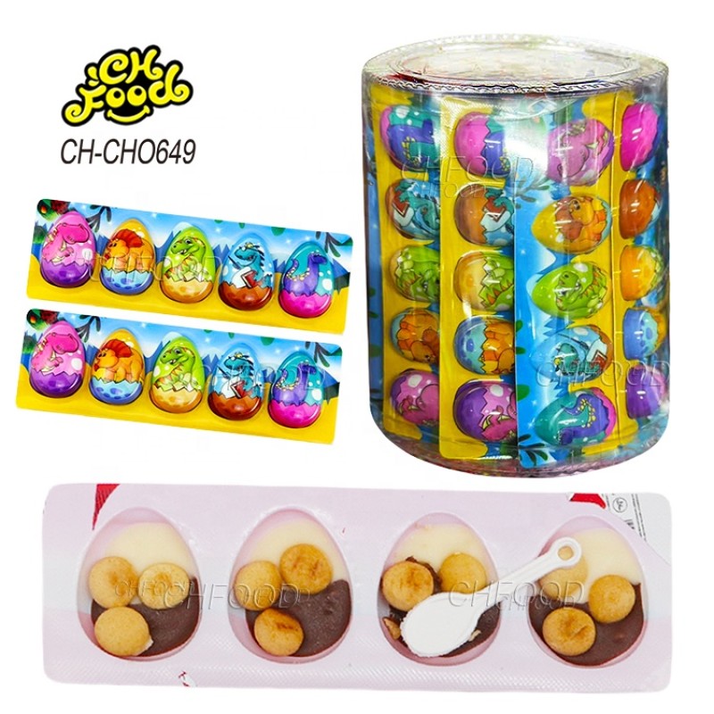 Factory Custom Halal Dinosaur Egg Chocolate Jam with Mini Biscuits Candy Sweets