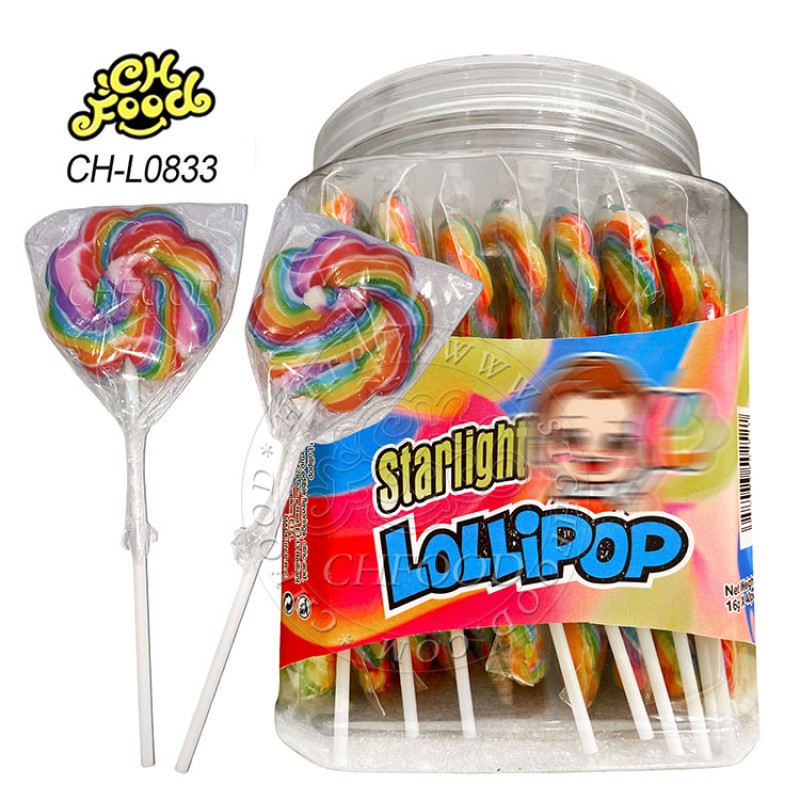 Star Shape Twist Rainbow Lollipop Starlight Candy