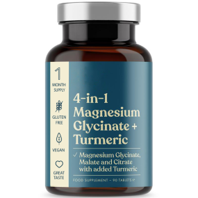 In-Stock 4-in-1 Magnesium Glycinate Tablets with Malic Acid and Turmeric for Adults