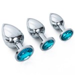 Set of 3 Unique Metal Taper Thread Anal Plug Sex Toys for Adults S/M/L Diamond for Women/Men/Couples