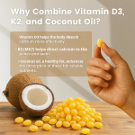Cross-Border Hot-Selling Vitamin D3&K2 Coconut Oil Soft Capsules Adult Dosage Direct Source Factory