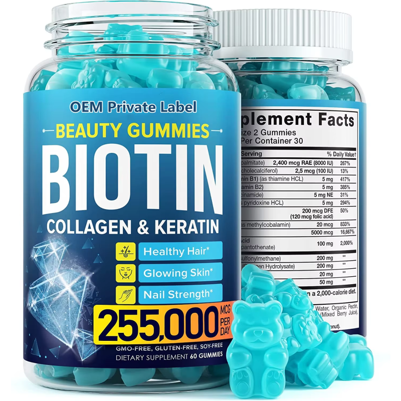 OEM/ODM Private Label Hair Vitamin Gummy Supplements Vegan Biotin Collagen Gummies with Biotin and Vitamin for Hair Skin Nails