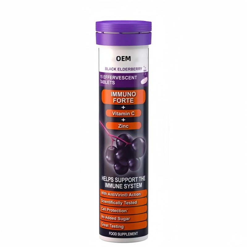 OEM Private Label Dietary Supplement Elderberry Gummy Bites with Vitamin C and Zinc Effervescent Tablets