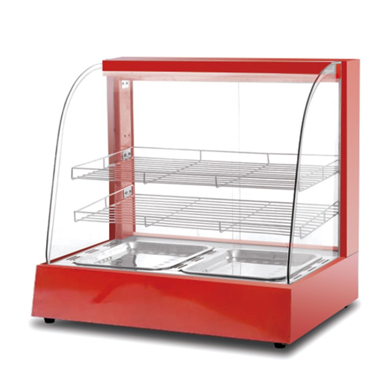 Food Warmer Manufacturer - Red Curved Glass Display