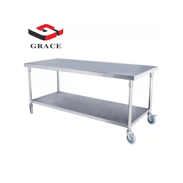 Kitchen Work Table Supplier - Hotel Stainless Steel with Wheel