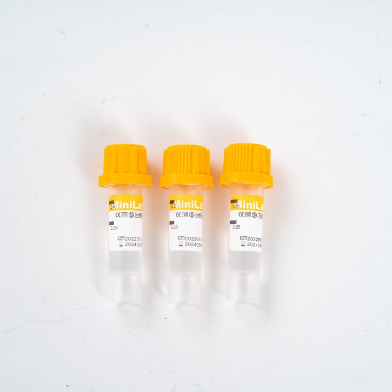 Non-Vacuum Micro Blood Collection Tube (EDTA/Clot/Plain/Heparin/Glucose, PP 0.5ml, 8 * 45mm)