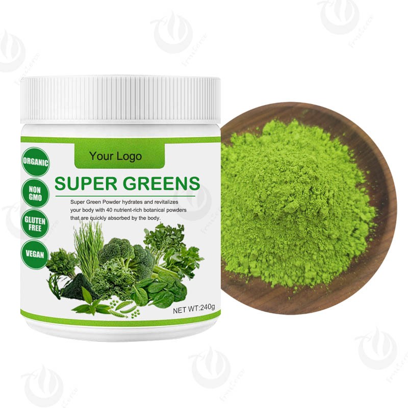 Private Label 100% Natural Mixed Plant Fruit Vegetable Powder Blend Supergreens Super Greens Powder