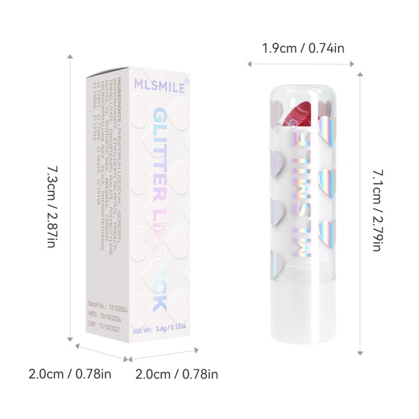 Moisturizing Easy to Apply Fine Shiny White Valentine's Day Lipstick 6 Color Star Pearl Lipstick