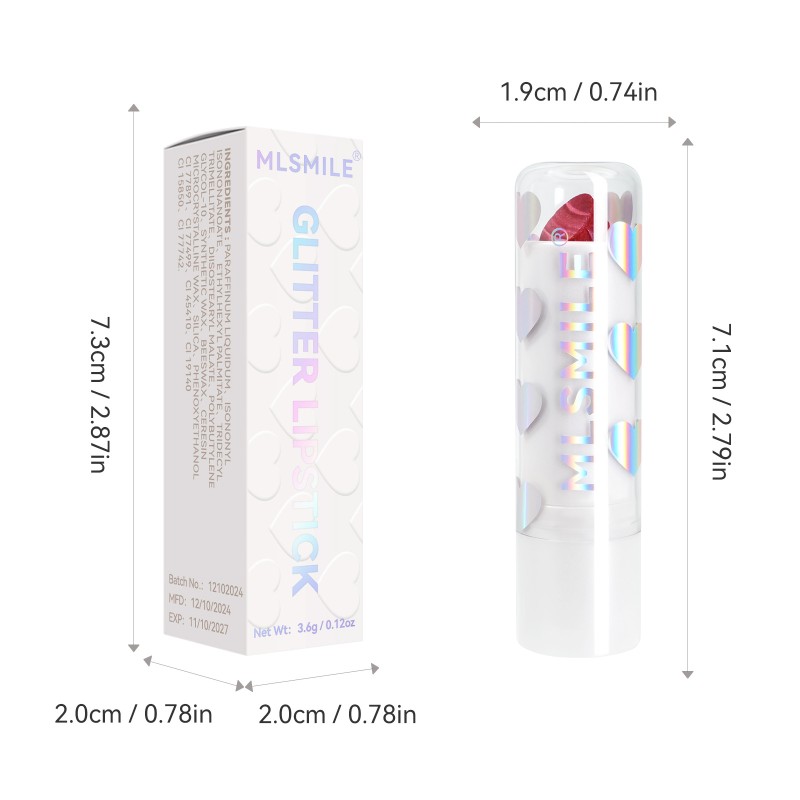 Moisturizing Easy to Apply Fine Shiny White Valentine's Day Lipstick 6 Color Star Pearl Lipstick
