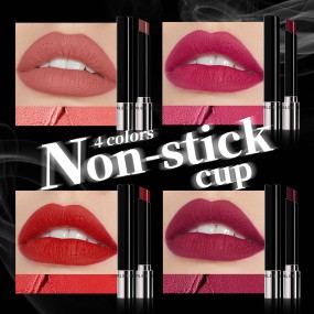 Non Stick Cup Easy to Color Matte Thin Tube Lipstick Cigarette Tube Lipstick 4 Color Makeup Sets