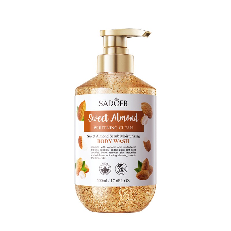 Sweet Almond Whitening Moisturizing Scrub Shower Gel 500ml Cleaning Bath Gel