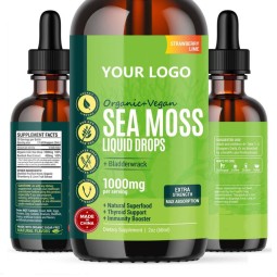 Private Label Health Care Drops Immunity Booster Detox Cleanse Black Bladderwrack Burdock Natural Sea Moss for Adult Weight Loss