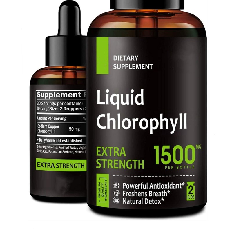 OEM Organic 60ml Chlorophyll Liquid Drops Vegan Energy Supplement Natural Deodorant Immune Support Peppermint Flavor for Adults