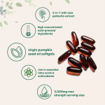 OEM Hot Sale 180-Count Softgels Food Grade Cold Pressed Pumpkin Seed Oil with Saw Palmetto Herbal Supplement Capsules