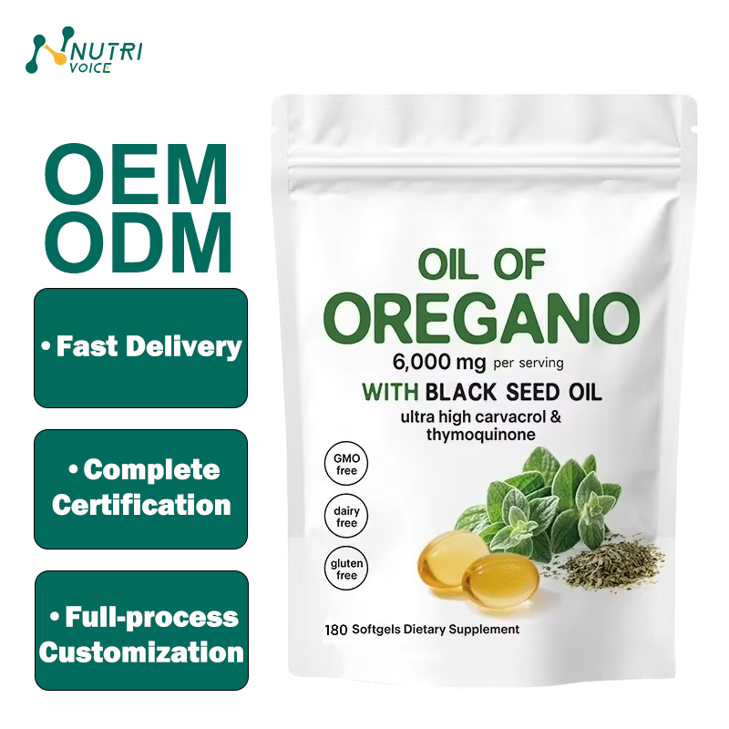 Hot Selling OEM Organic Natural Wild Oregano Oil Softgel Capsules for Adults with Black Seed Oil