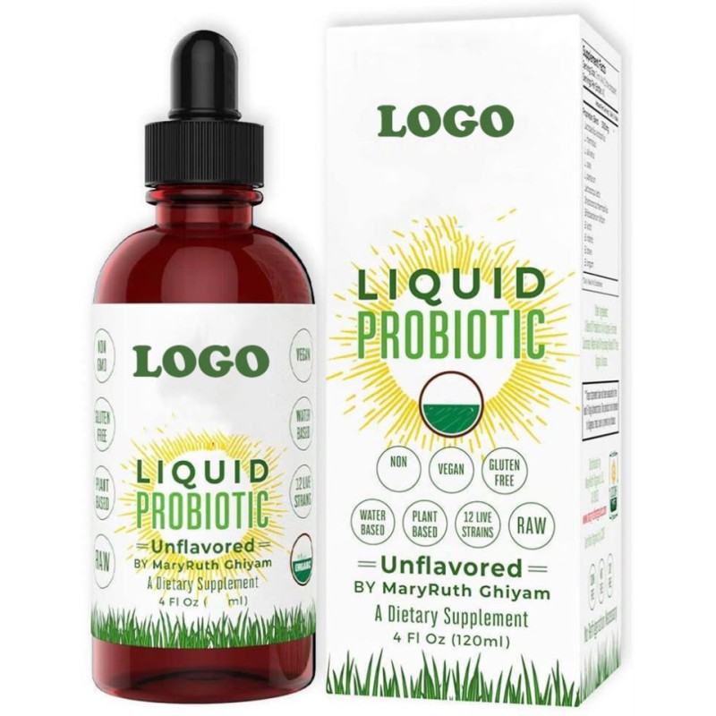 Private Label Vegan Probiotic Supplement Drops Supports Healthy Immune & Digestive System for Adults