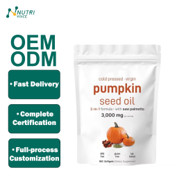 OEM Hot Sale 180-Count Softgels Food Grade Cold Pressed Pumpkin Seed Oil with Saw Palmetto Herbal Supplement Capsules