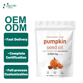 OEM Hot Sale 180-Count Softgels Food Grade Cold Pressed Pumpkin Seed Oil with Saw Palmetto Herbal Supplement Capsules