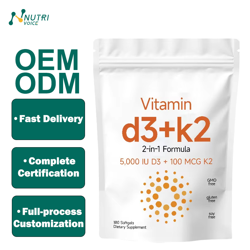 Cross-Border TK Hot-Selling 180 Count Vitamin D3K2 Soft Capsules Factory Direct Export OE Dosage Form Vitamin D3K2 Tablets