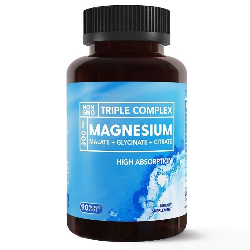Vegan Herbal Supplements 300mg Triple Magnesium Complex Capsules Including Magnesium Glycinate Citrate for Optimal Muscles