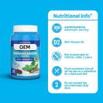 60 Gummies 300 mg Ashwagandha Root Extract 1,000 IU Vitamin D2 Red Fruit Flavor Vegan Adapogenic Anti-stress Calm