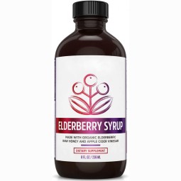 236ml Organic Elderberry Syrup Drops with Cidr Vinegar for Adults Oral Liquid Dosage Not for Pregnant Women