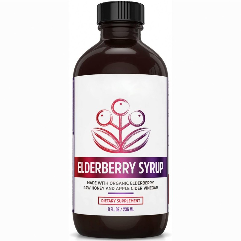 236ml Organic Elderberry Syrup Drops with Cidr Vinegar for Adults Oral Liquid Dosage Not for Pregnant Women