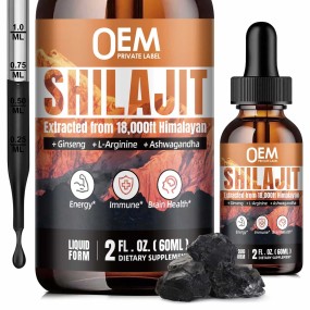 OEM Best Quality Himalayan Shilajit Liquid Dry Drops Resin Lab Tested Fulvic Acid Rich Bottle Packed