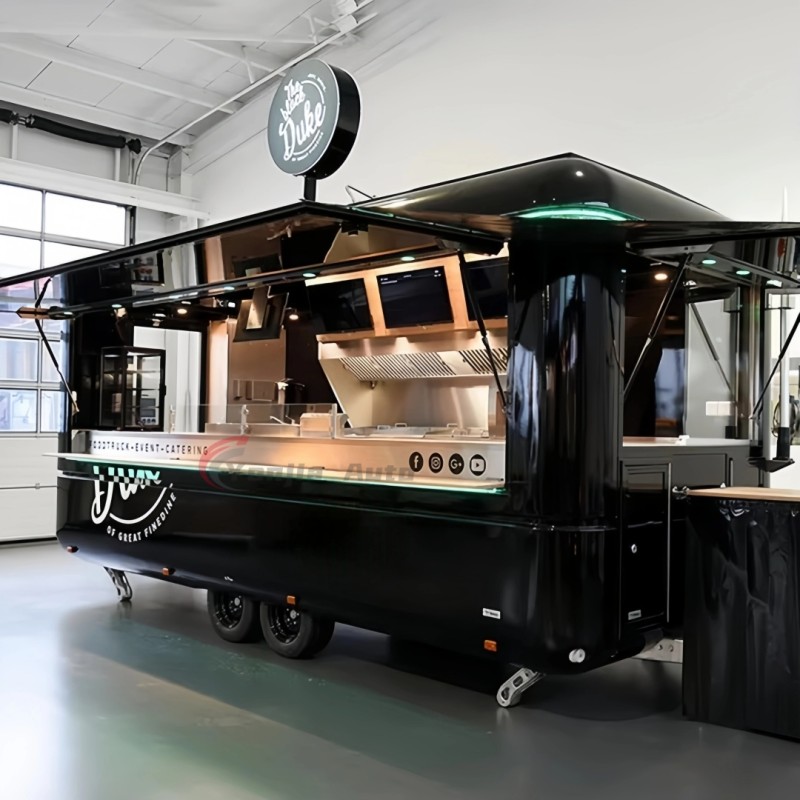 Coffee Trailer Factory - Custom Steel Food Truck with Porch Full Kitchen