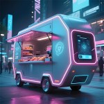 Neon Dining Car Factory - Custom Retro Sci-fi Fast Food Truck Barbecue