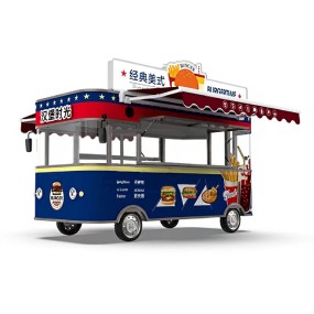 Mobile Bar Factory - Custom Blue Hamburger Hot Dog Pizza Food Truck