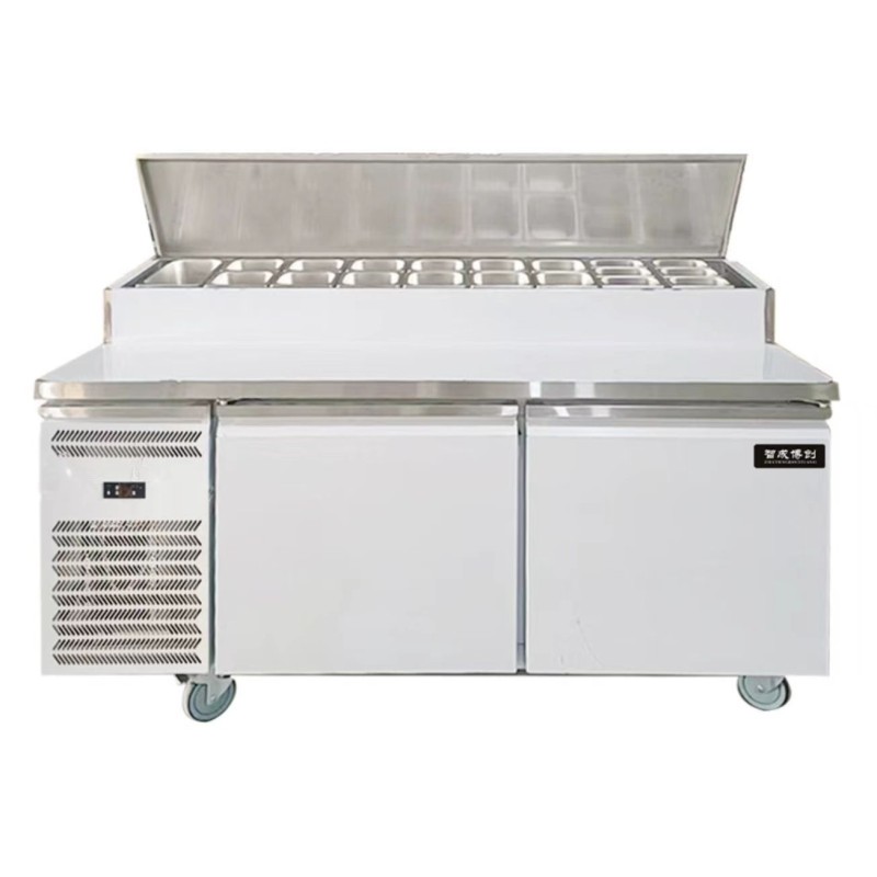 Salad Bar Factory - Custom Stainless Steel Pizza Refrigerator Prep Table