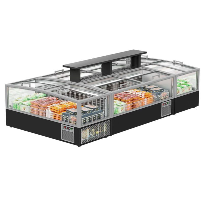 Upright Freezer Factory - Custom Flat Glass Display Coolers Frozen Island