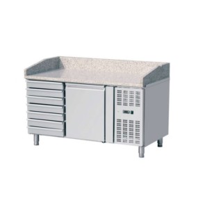 Pizza Prep Table Factory - Custom 2 Drawers Marble Top Refrigerator
