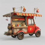 Food Cart Factory - Red Cart Beverages Pizza Hot Dog