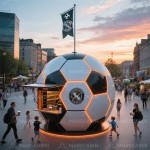 Coffee Kiosk Manufacturer - Football Shaped Mobile Coffee Stand