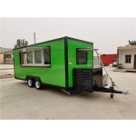 Food Trailer Manufacturer - 5M Green Double Canopy Donut Fast Food Trailer