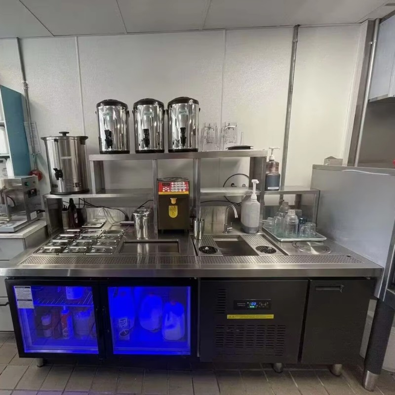 Bubble Tea Machine Factory - 1.5m Custom Boba Tea Equipment with Refrigerator