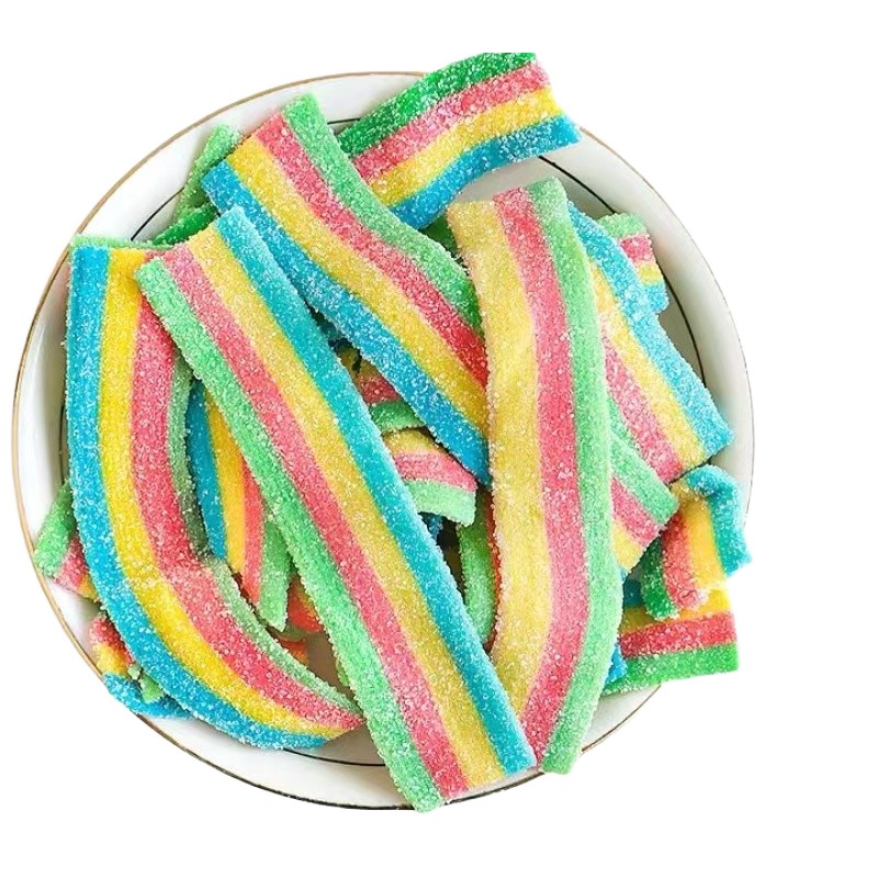 Factory Direct Sour Belt Gummy 1kg Bulk Chewy Candy Halal Flavored with Fruity Sugar