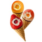 LIKLAK New Strawberry Fruit Ice Cream Mango Fruit Ice Cream Apple Honeydew Melon Fruit Ice Cream in Crispy Waffle Cone