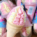 Internet Famous 20g Cotton Candy Ice Cream Cones Soft Desserts with Fruity Flavor Crispy Childhood Snacks and Christmas Gifts