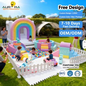 Soft Play Supplier - Outdoor Kids Playpens White Rainbow Bridge