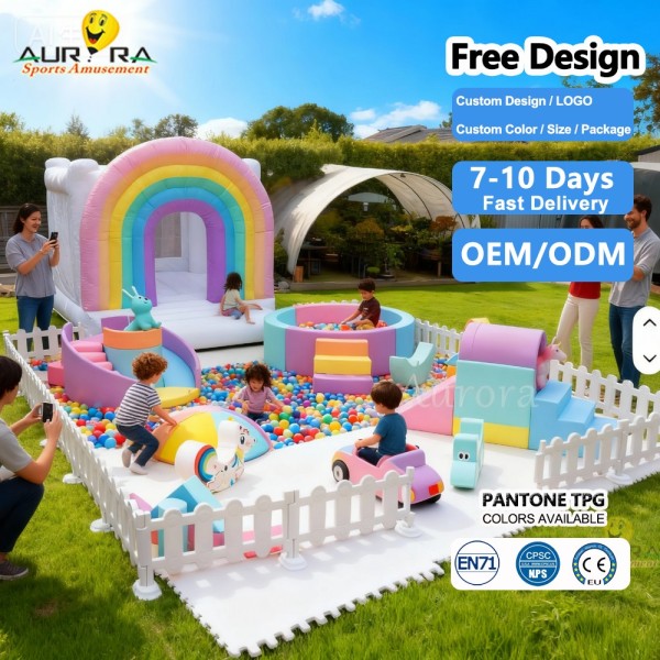 Soft Play Supplier - Outdoor Kids Playpens White Rainbow Bridge