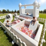 Soft Play Set Factory - Outdoor White Pink Bounce House Equipment