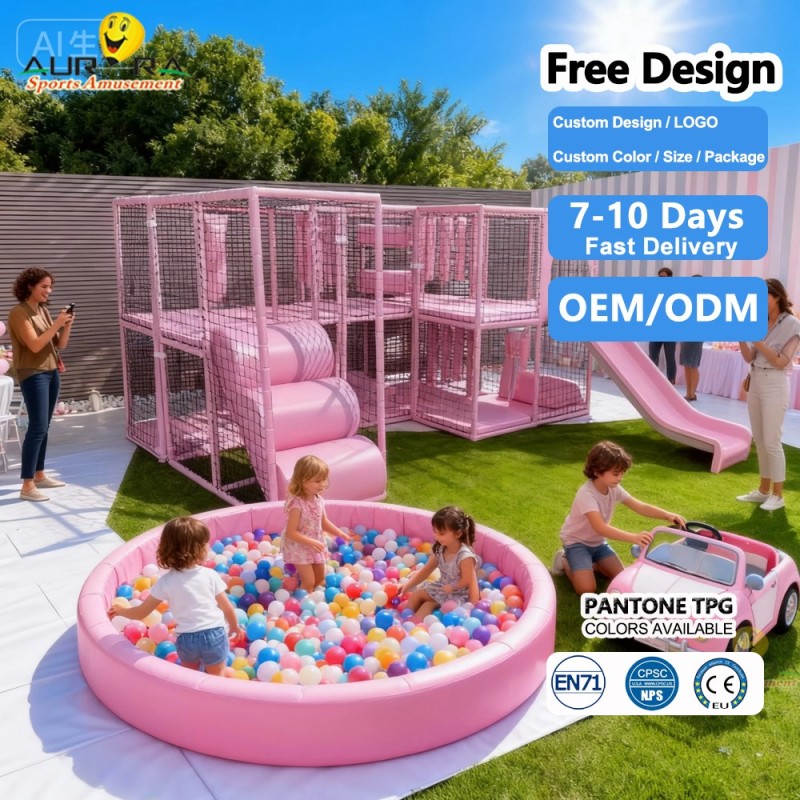 Soft Play Equipment Supplier - Outdoor Pastel Pink Indoor Playground