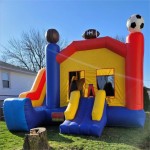 Bounce House Factory - Kids Castle 13ft Bouncy Castle Green Yellow